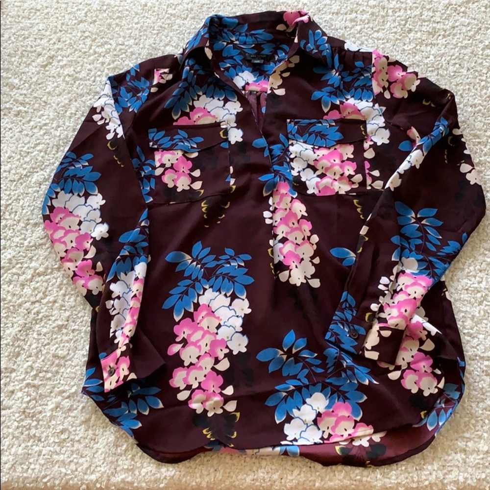 Petite Ann Taylor Floral Camp Shirt
